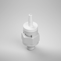 F215080PP, Swivel Fitting, 10-32 O-ring Base, Straight 1/16 Inch Barb, Polypropylene