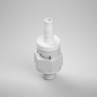 F215083PP, Swivel Fitting, 10-32 O-ring Base, Straight 3/32 Inch Barb, Polypropylene