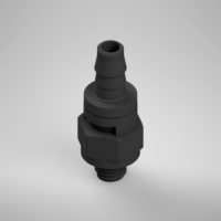 F215085, Swivel Fitting, 10-32 O-ring Base, Straight, 1/8 Inch Barb, Nylon