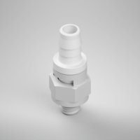 F215086PP, Swivel Fitting, 10-32 O-ring Base, Straight, 1/8 Inch Barb, 0.170 Inch Barb, Polypropylene