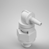 F215480PP, Swivel Elbow, 10-32 O-ring Base, Straight, 1/16 Inch Barb, Polyproplyene