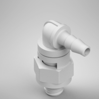F215483PP, Swivel Elbow, 10-32 O-ring Base, Straight, 3/32 Inch Barb, Polyproplyene