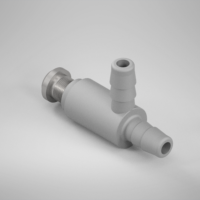 F282250B85SS, Polypropylene Needle Valve, 1/8 Inch Barbs, Stainless Steel Pin