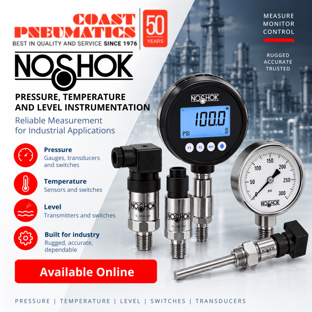 NOSHOK pressure, temperature, and level instrumentation available from Coast Pneumatics